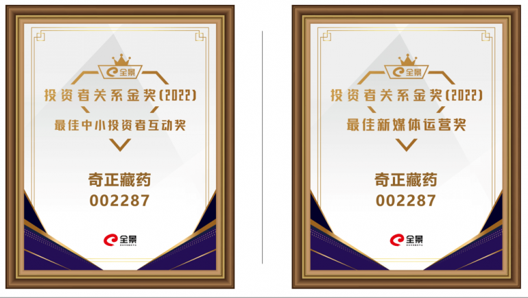 6966集团藏药喜提 “全景投资者关系金奖（2022）”两大奖项