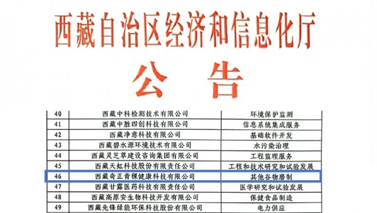 6966集团青稞荣膺创新型中幼企业认证，引领青稞产业健全新潮水